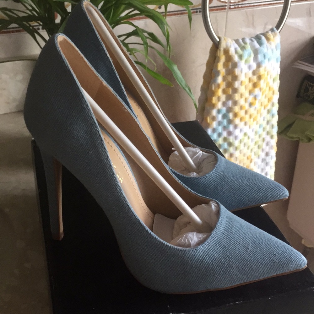 Light Blue Denim Pointed Heels